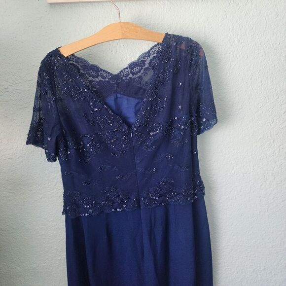 Talbots silk evening beaded sequined maxi mother of the bride dress - Picture 5 of 14